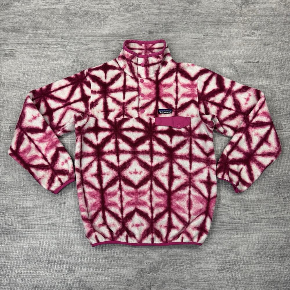 Patagonia Synchilla Snap T Fleece Pullover Women XS Pink Shibori Diamond Dancer